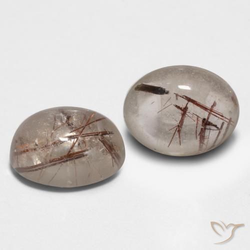 4.43 ctw Brown Rutile Quartz Stones, Natural Rutile Quartz in Oval Cabochon Shape for Sale