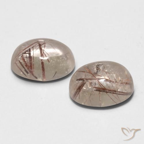 Rutile Quartz Gemstones in 9 x 7 mm (calibrated) Size for Sale, Rutile Quartz Stones in Clear with Brown Color