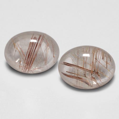 Clear with Copper Rutile Quartz Gem - 2ct Oval Cabochon (ID: 547548)