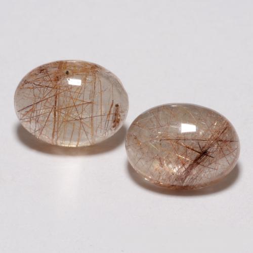 Very Light Brown Рутиловый Кварц Камень - 1.4ct Овал Кабошон (ID: 547551)