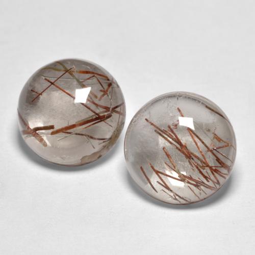 Clair avec brun Quartz Rutile gemme - 2.6ct Cabochon rond (ID: 554291)