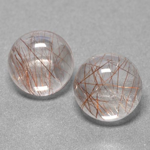 Clear with Copper Rutile Quartz Gem - 2.8ct Round Cabochon (ID: 554301)