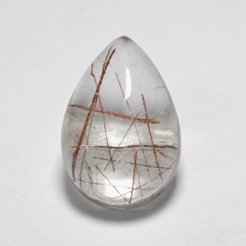 Clear with Copper Рутиловый Кварц Камень - 4.2ct Груша Кабошон (ID: 554631)