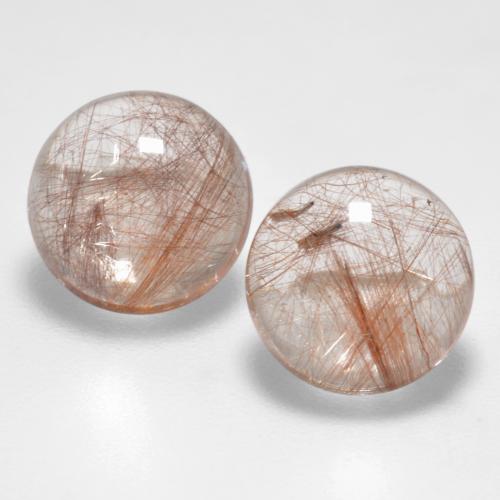 Very Light Brown Rutile Quartz Gem - 2.5ct Round Cabochon (ID: 555166)