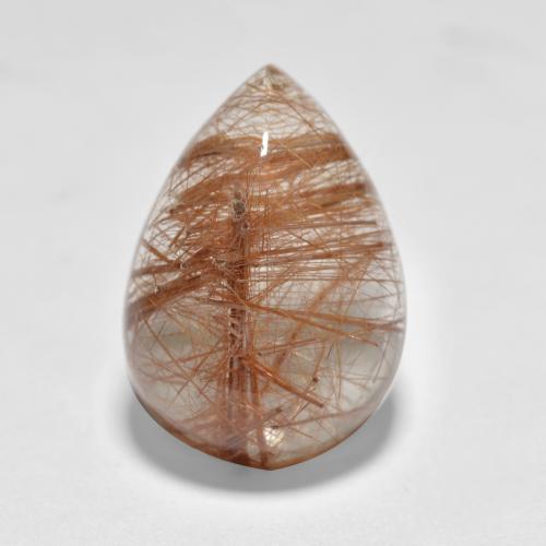 Marrón cálido Cuarzo Rutilado Gema - 4.4ct Cabujón Pera (ID: 555609)