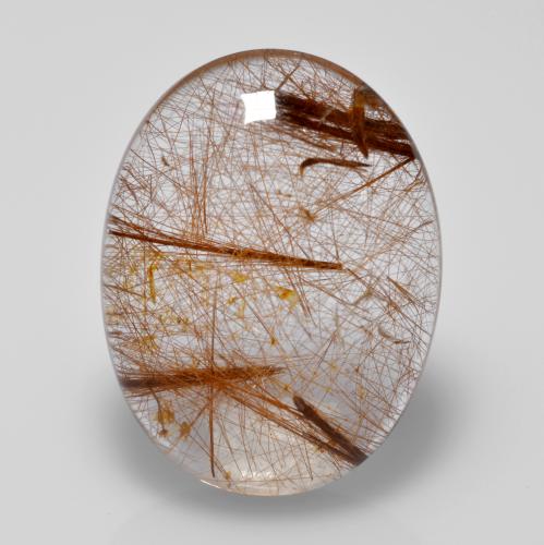 Clear and Gold-Bronze Рутиловый Кварц Камень - 8.4ct Овал Кабошон (ID: 556142)