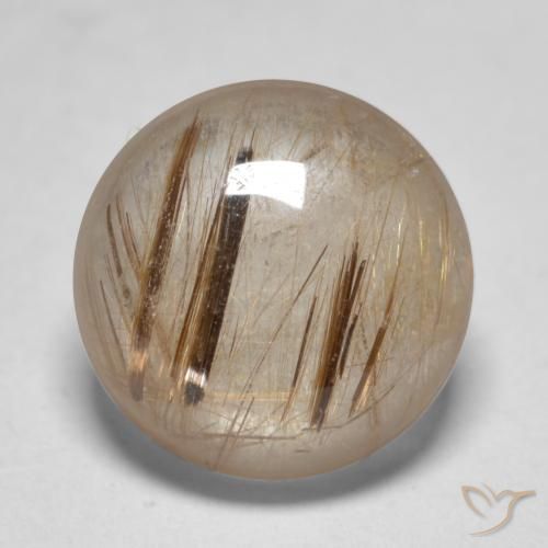 4.79 ct Brown Rutile Quartz Stone, Natural Rutile Quartz in Round Cabochon Shape for Sale