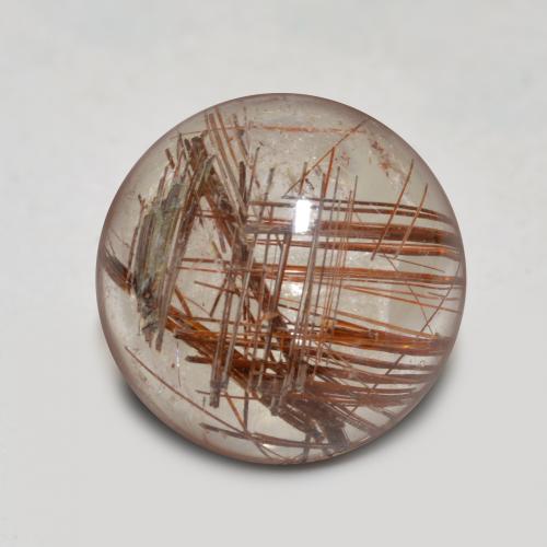 Claro con marrón Cuarzo Rutilado Gema - 4.1ct Cabujón Redondo (ID: 566712)