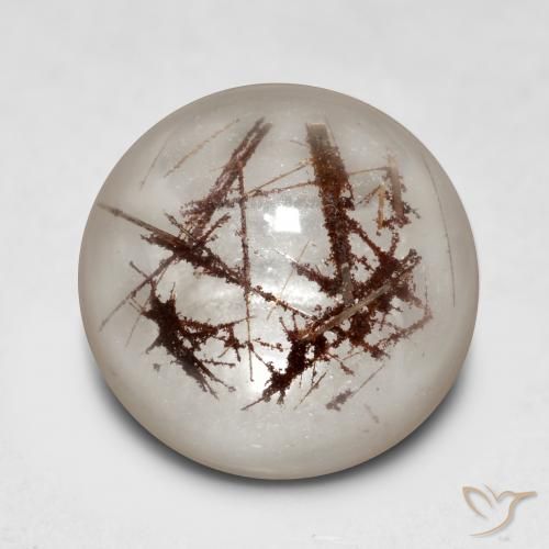 5.59 ct Brown Rutile Quartz Stone, Natural Rutile Quartz in Round Cabochon Shape for Sale