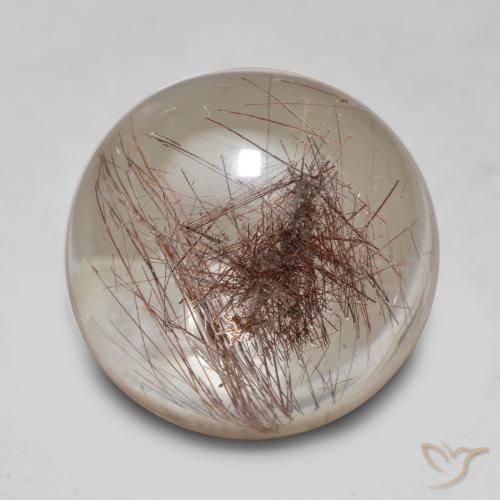 14.72 ct Brown Rutile Quartz Stone, Natural Rutile Quartz in Round Cabochon Shape for Sale