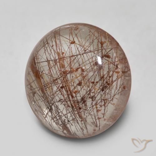 5.84 ct White Rutile Quartz Stone, Natural Rutile Quartz in Round Cabochon Shape for Sale