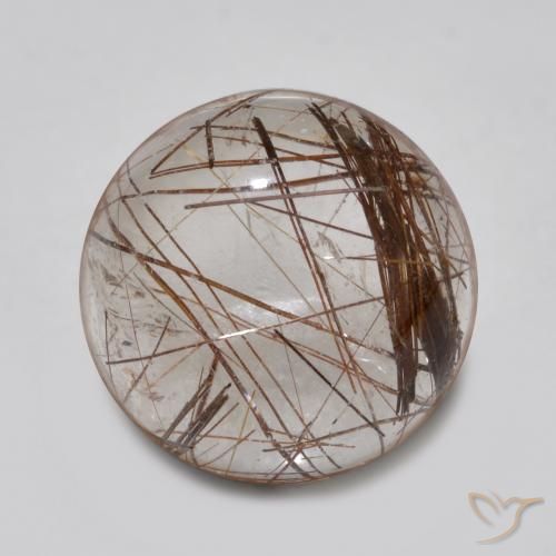 4.65 ct Brown Rutile Quartz Gemstone, Rutile Quartz Gem in Round Cabochon Shape for Sale.