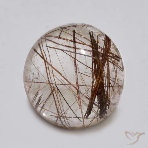 4.65 ct Brown Rutile Quartz Stone, Natural Rutile Quartz in Round Cabochon Shape for Sale