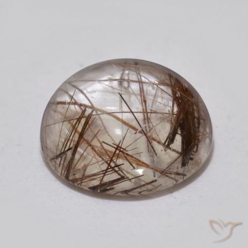Rutile Quartz Gemstone in 11 mm (calibrated) Size for Sale, Rutile Quartz Stone in Clear with Brown Color