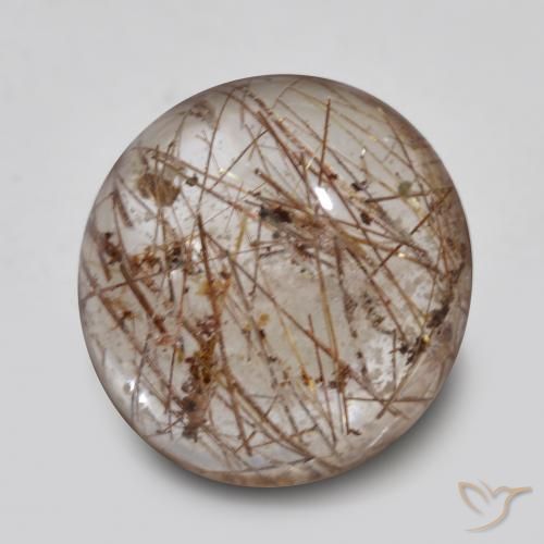 5.36 ct Brown Rutile Quartz Stone, Natural Rutile Quartz in Round Cabochon Shape for Sale