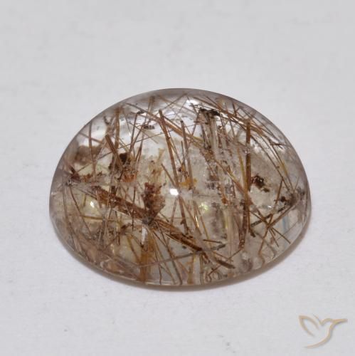 Rutile Quartz Gemstone in 12 mm (calibrated) Size for Sale, Rutile Quartz Stone in Clear with Brown Color