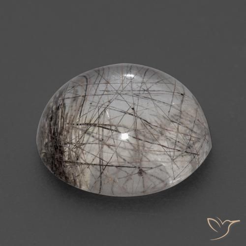 Rutile Quartz Gemstone in 12 mm (calibrated) Size for Sale, Rutile Quartz Stone in Clear with Black Color