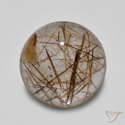 4.50 ct Brown Rutile Quartz Stone, Natural Rutile Quartz in Round Cabochon Shape for Sale