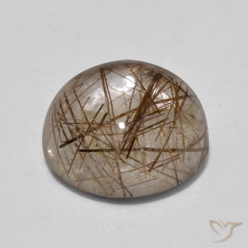 Rutile Quartz Gemstone in 10 mm (calibrated) Size for Sale, Rutile Quartz Stone in Clear with Brown Color