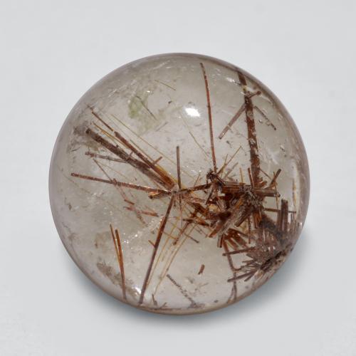 Claro con marrón Cuarzo Rutilado Gema - 4.3ct Cabujón Redondo (ID: 566973)