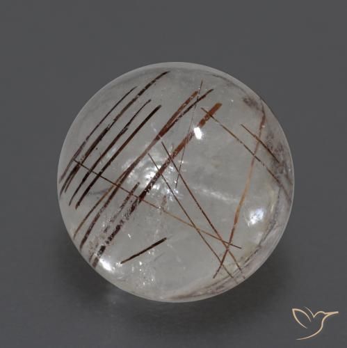 4.31 ct White Rutile Quartz Stone, Natural Rutile Quartz in Round Cabochon Shape for Sale
