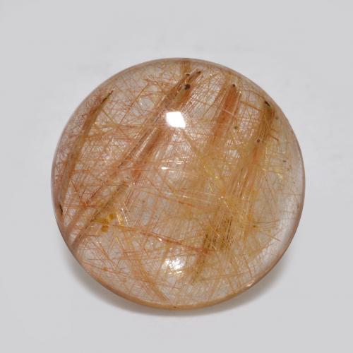 Very Light Tawny Brown Rutile Quartz Gem - 2.9ct Round Cabochon (ID: 567107)