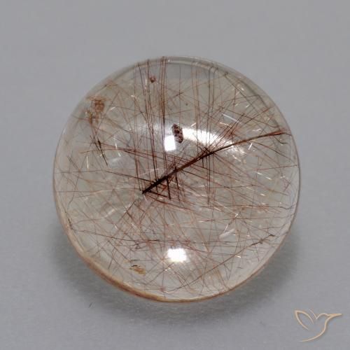 4.46ct Natural Clear with Brown Rutile Quartz, Round, Transparent