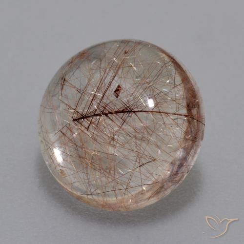 4.46 ct Brown Rutile Quartz Stone, Natural Rutile Quartz in Round Cabochon Shape for Sale