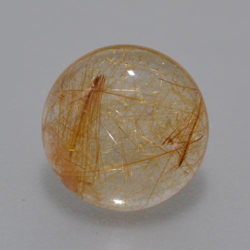 Light Tawny Brown Rutile Quartz Gem - 2.7ct Round Cabochon (ID: 567112)