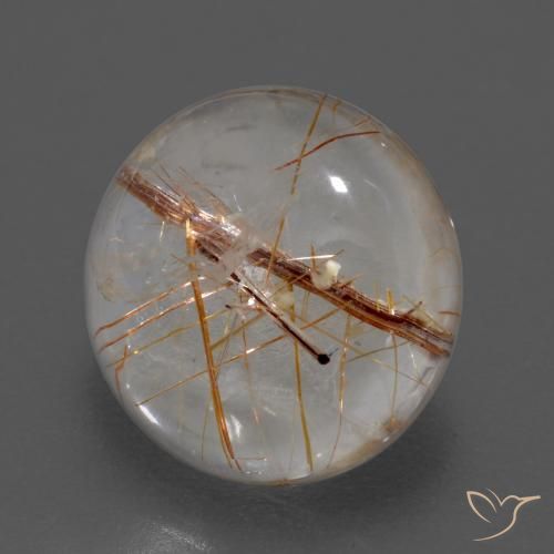 3.69 ct Brown Rutile Quartz Stone, Natural Rutile Quartz in Round Cabochon Shape for Sale