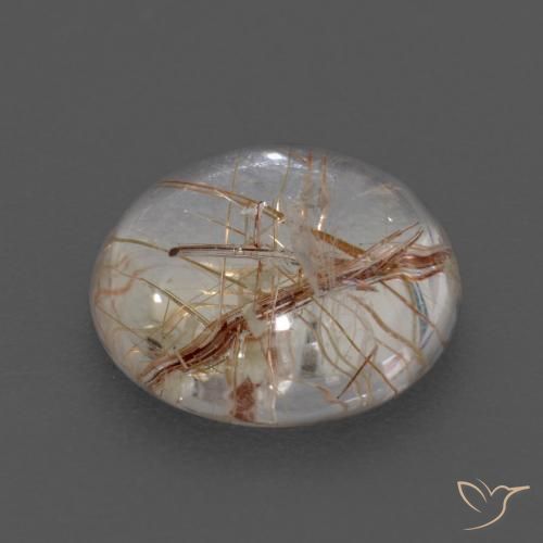 Rutile Quartz Gemstone in 11 mm (calibrated) Size for Sale, Rutile Quartz Stone in Clear with Brown Color