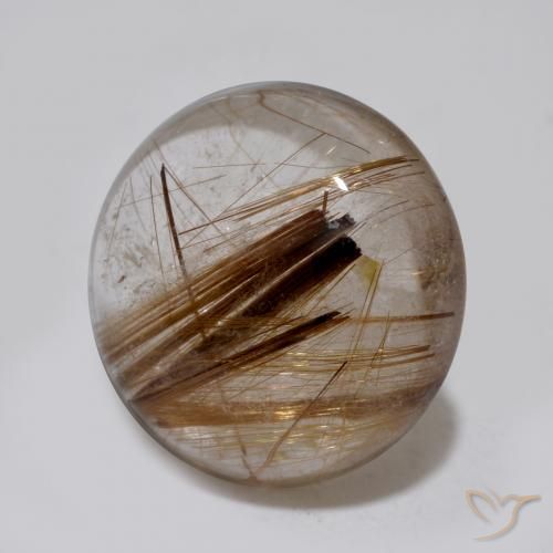 4.50 ct Brown Rutile Quartz Stone, Natural Rutile Quartz in Round Cabochon Shape for Sale