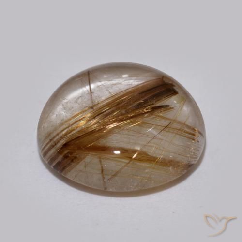 Rutile Quartz Gemstone in 11 mm (calibrated) Size for Sale, Rutile Quartz Stone in Clear with Brown Color