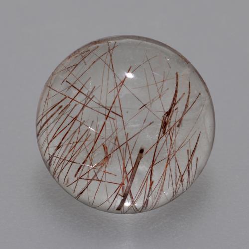 Clear with Copper Rutile Quartz Gem - 4ct Round Cabochon (ID: 567144)