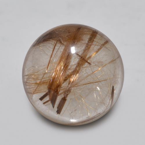 Clear with Brown Rutilquarz Edelstein - 4.2ct Rund Cabochon (ID: 567145)