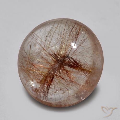 4.63 ct White Rutile Quartz Stone, Natural Rutile Quartz in Round Cabochon Shape for Sale