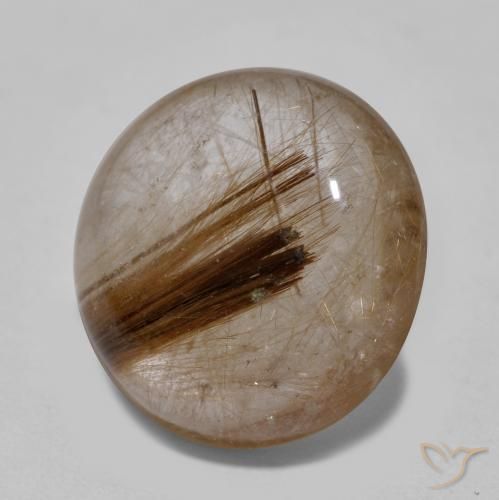 8.25 ct Brown Rutile Quartz Stone, Natural Rutile Quartz in Round Cabochon Shape for Sale