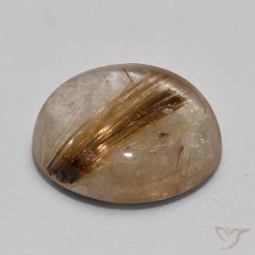 Rutile Quartz Gemstone in 14 mm (calibrated) Size for Sale, Rutile Quartz Stone in Clear with Brown Color