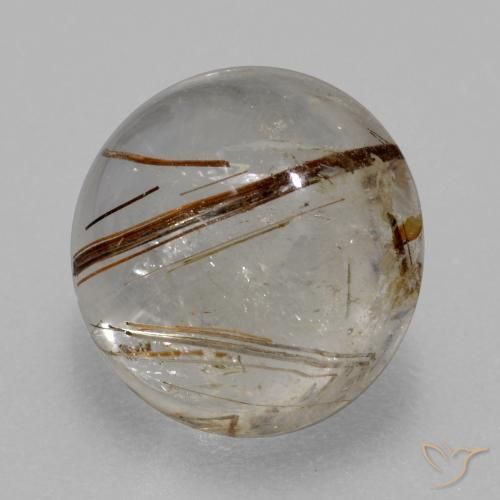4.76ct Natural Clear with Brown Rutile Quartz, Round, Transparent