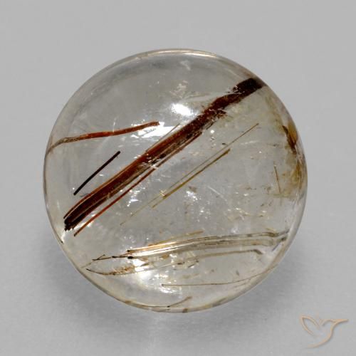 4.76 ct Brown Rutile Quartz Stone, Natural Rutile Quartz in Round Cabochon Shape for Sale
