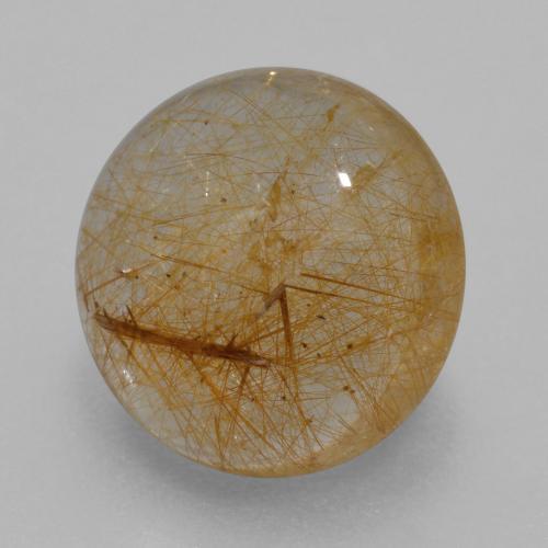 Orangeish Brown Rutile Quartz Gem - 4.6ct Round Cabochon (ID: 567153)