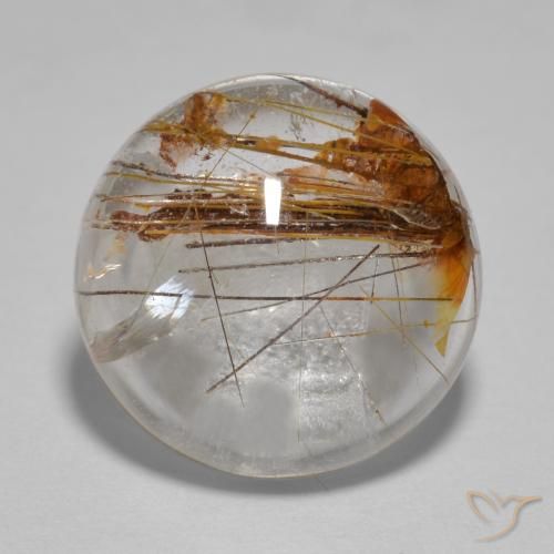 5.96ct Natural Clear with Brown Rutile Quartz, Round, Transparent
