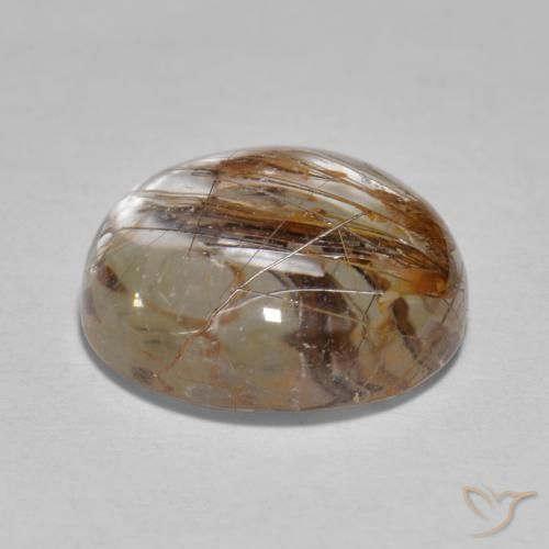 Rutile Quartz Gemstone in 12 mm (calibrated) Size for Sale, Rutile Quartz Stone in Clear with Brown Color