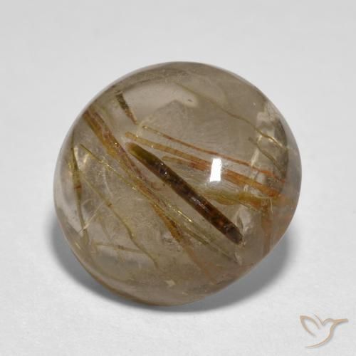 5.31 ct Brown Rutile Quartz Stone, Natural Rutile Quartz in Round Cabochon Shape for Sale