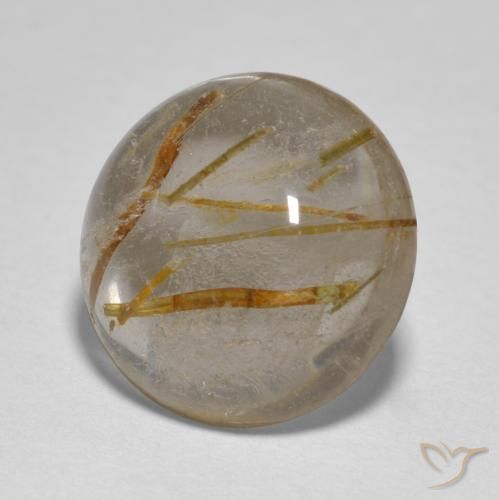 4.96 ct Brown Rutile Quartz Stone, Natural Rutile Quartz in Round Cabochon Shape for Sale