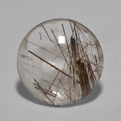 Clear with Brown Рутиловый Кварц Камень - 3.2ct Круглый Кабошон (ID: 567164)