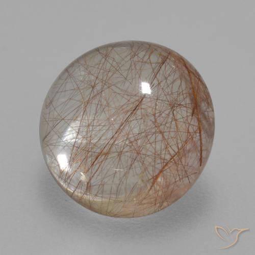 4.02 ct White Rutile Quartz Stone, Natural Rutile Quartz in Round Cabochon Shape for Sale