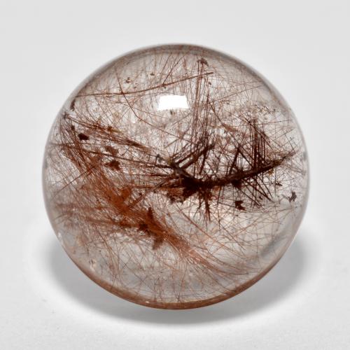 12mm runder brauner Rutilquarz aus Indien, Gewicht von 6,12 ct, natürlicher Edelstein in Translucent Reinheit, 1 Stück runder Rutilquarz - Farbe: Klar mit Braun, Mohs-Härte von 7 Geeignet für den täglichen Gebrauch im Schmuck, Photo A