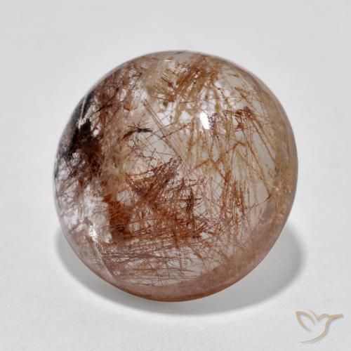 5.88 ct Brown Rutile Quartz Stone, Natural Rutile Quartz in Round Cabochon Shape for Sale