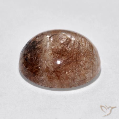 Rutile Quartz Gemstone in 12 mm (calibrated) Size for Sale, Rutile Quartz Stone in Clear with Brown Color